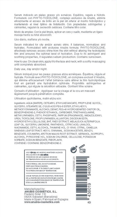 Regul Oil Serum Ingredients (Tub 200 Hydro Equilibrant Back)